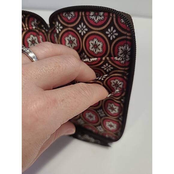 Vera Bradley All in One ID Wristlet in Imperial Toile 2009 Brown Cream Wallet - Picture 8 of 9